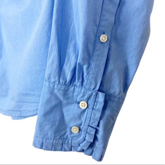 J CREW ll Blue Button Down Ruffle Long Sleeve sz 8 - Picture 4 of 8